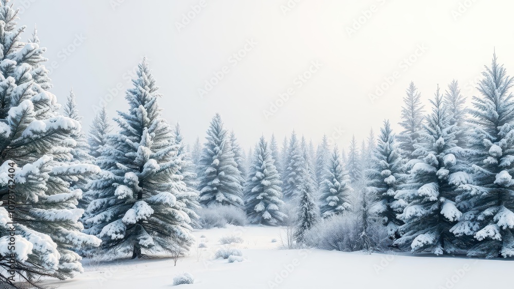 Snowy forest landscape with pine trees covered in snow, creating a magical winter wonderland, landscape, pine trees, snowy Snowy forest landscape with pine trees covered in snow, creating a magical winter wonderland, landscape, pine trees, snowy