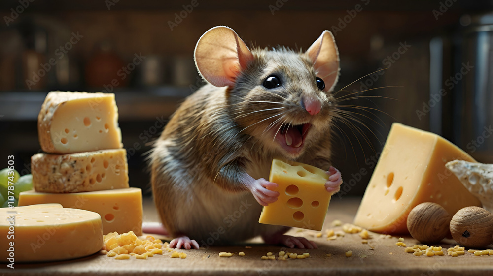 Fototapeta premium mouse with cheese