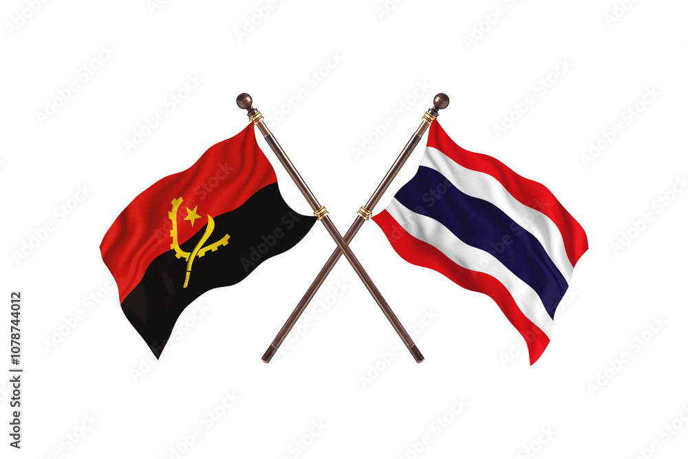 Angola Versus Thailand Two countries Flags background