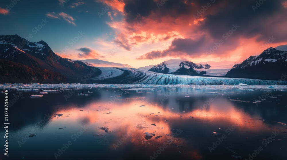 Fototapeta premium Icelandic Glacier Sunset