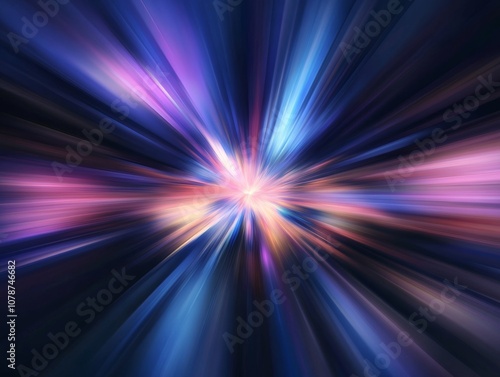 Blurry image of a colorful explosion with purple, blue, and orange colors