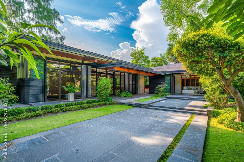 Eco-Friendly House Surrounded by Lush Greenery Eco-Friendly House Surrounded by Lush Greenery