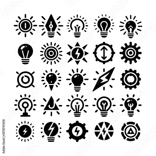 Light bulb icons vector. Collection of light bulb silhouette on a white background