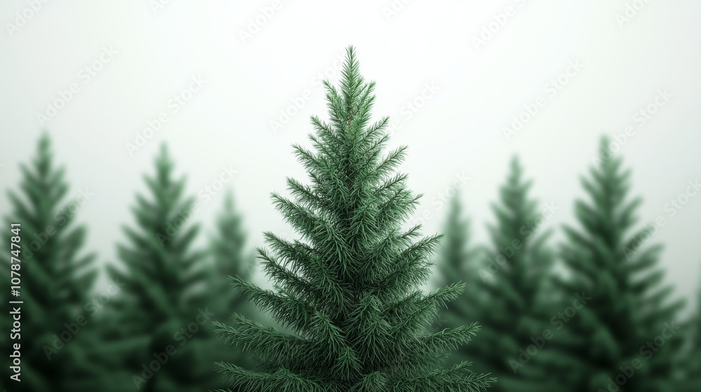 Obraz premium Explore the Majestic Beauty of Green Pine Trees Nestled in a Serene Forest Landscape for Nature Lovers