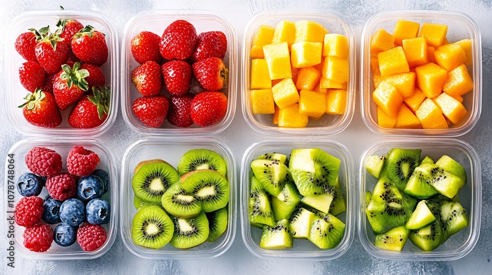 Fresh Fruit in Plastic Containers. Fresh Fruit in Plastic Containers.