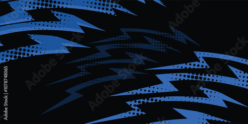 sports background, banner design in blue and black with pointed shapes and empty space. brush stroke pattern. illustration eps 10