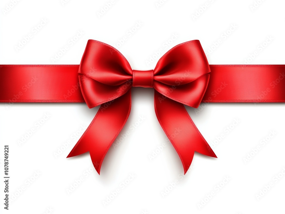 Red ribbon bow is drawn on a white background Red ribbon bow is drawn on a white background