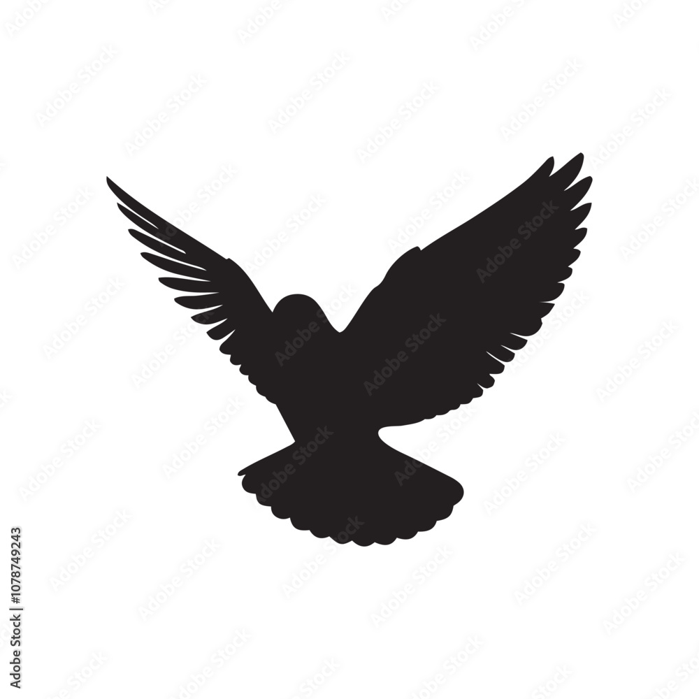 Obraz premium illustration of a pigeon silhouette vector art Illustration, Beautiful bird pigeon silhouette black icon vector art illustration