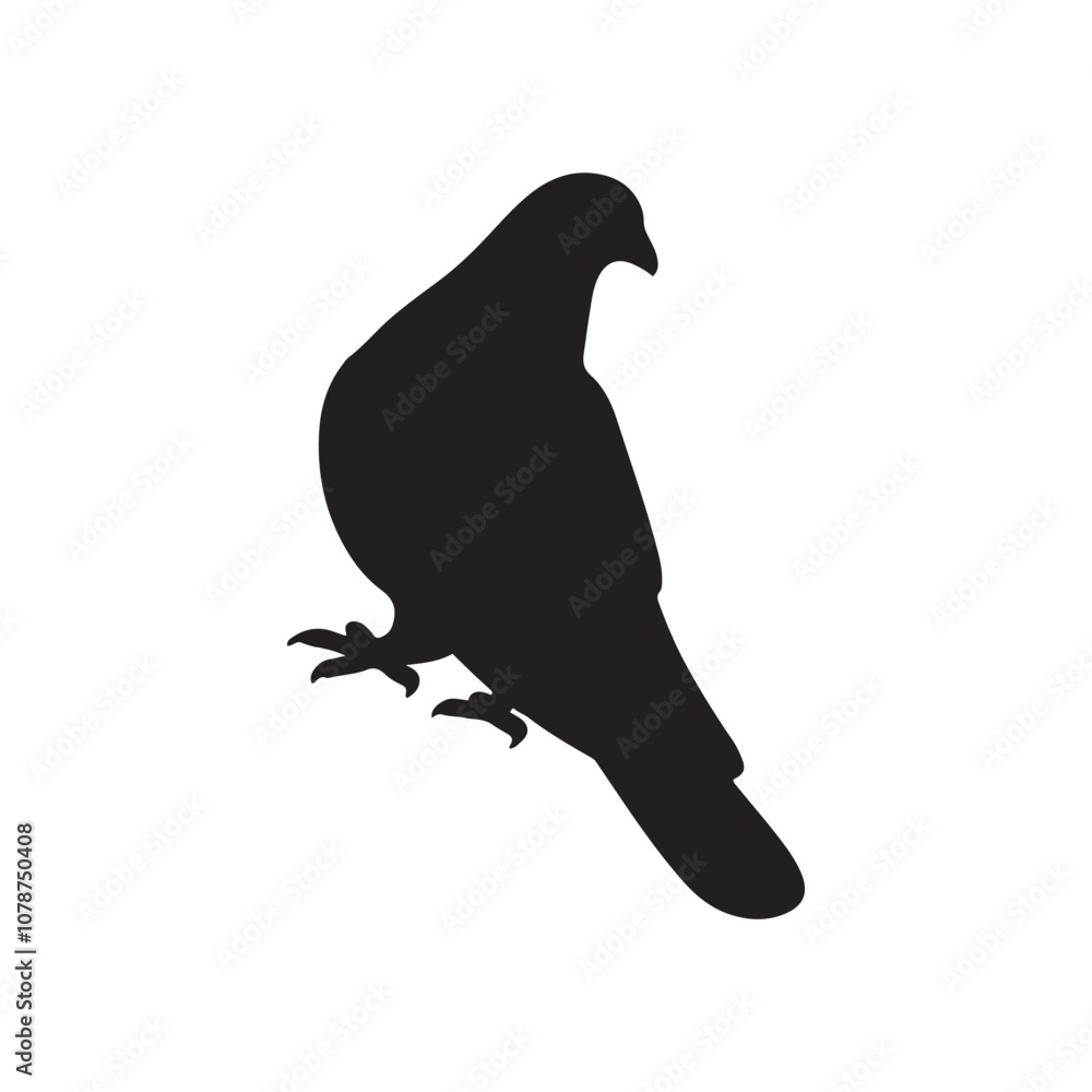 Obraz premium illustration of a pigeon silhouette vector art Illustration, Beautiful bird pigeon silhouette black icon vector art illustration