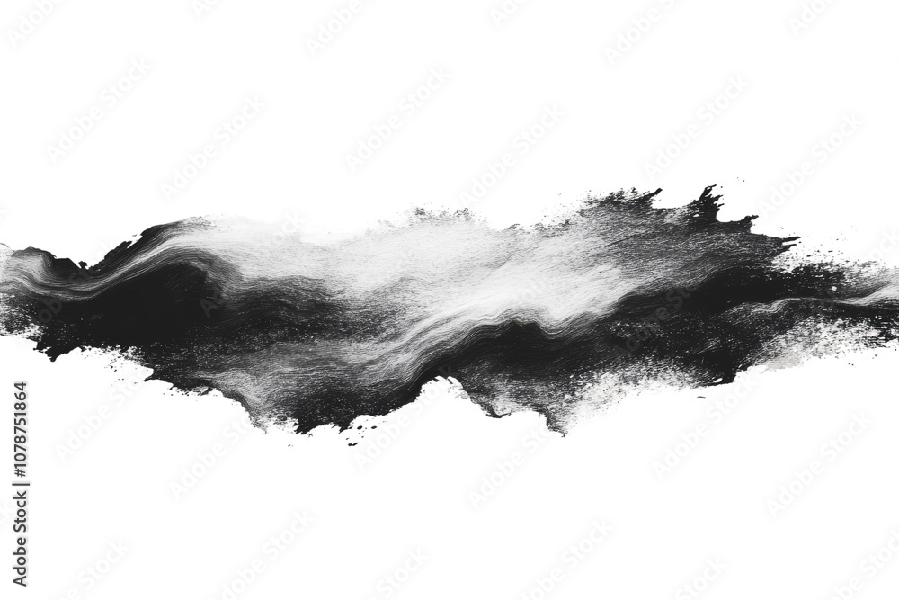 Obraz premium Abstract black and white brushstroke highlights the contrast in texture and movement, perfect for modern design elements and artistic inspiration
