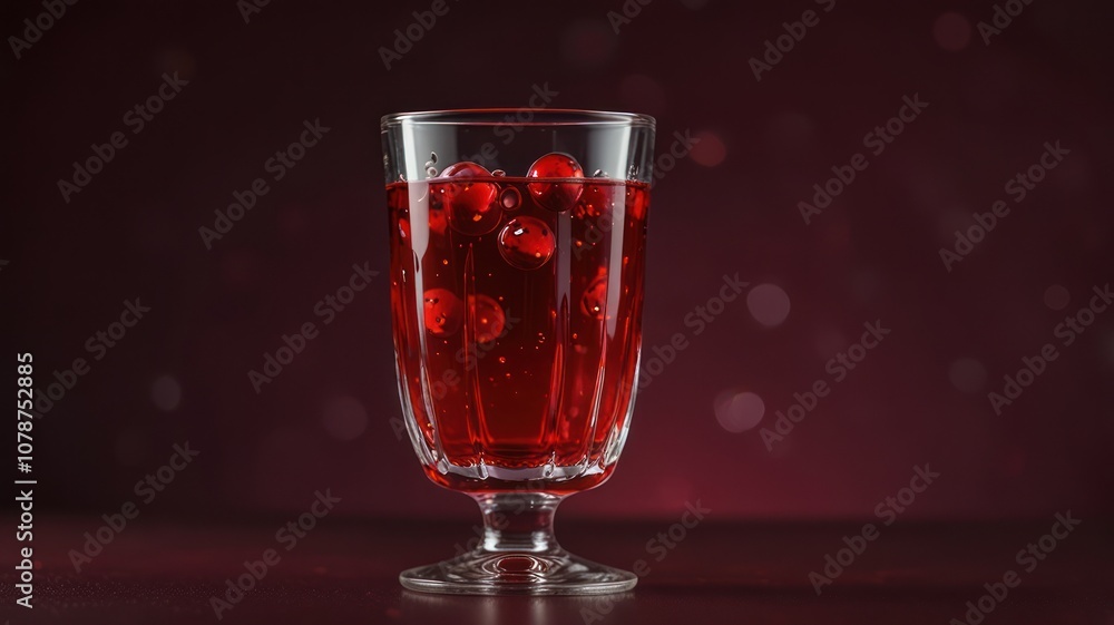 Glass of cranberry juice with cranberries on a red background. Glass of cranberry juice with cranberries on a red background.
