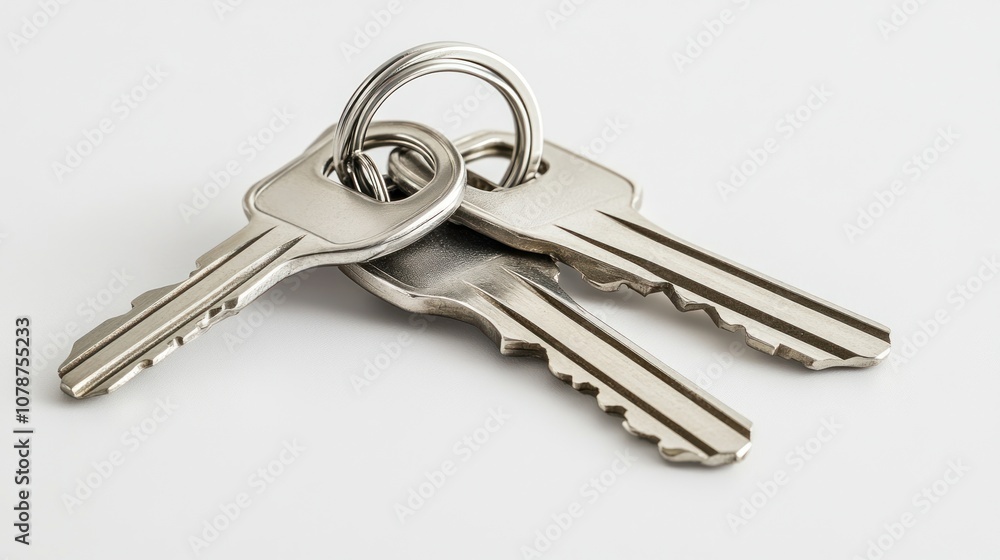Three Keys on a Ring, Silver Against White Three Keys on a Ring, Silver Against White