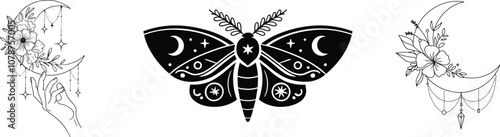 Spiritual symbols set, vector illustration.