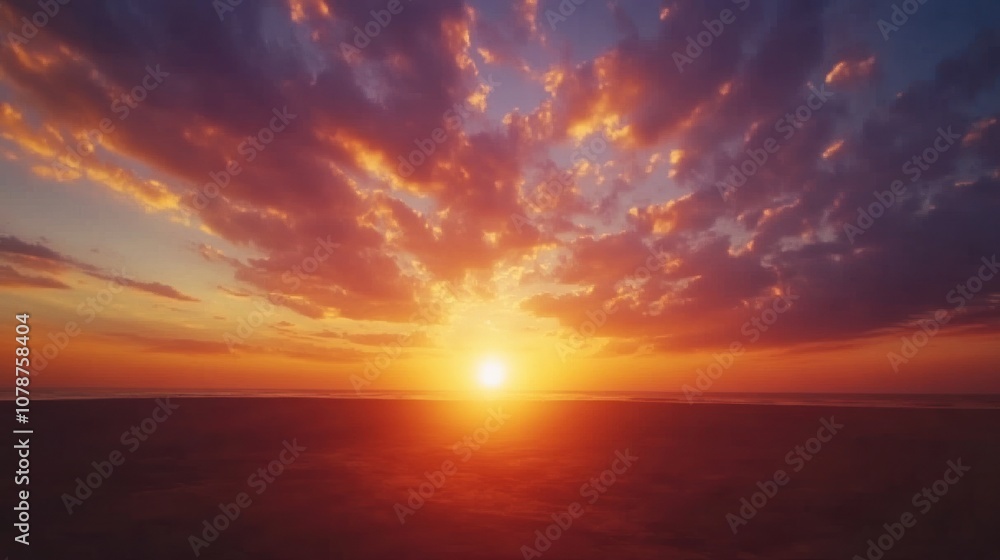 Fototapeta premium Dramatic Sunset Over a Sandy Beach
