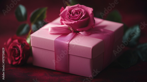 A gift with roses for wedding or valentines day