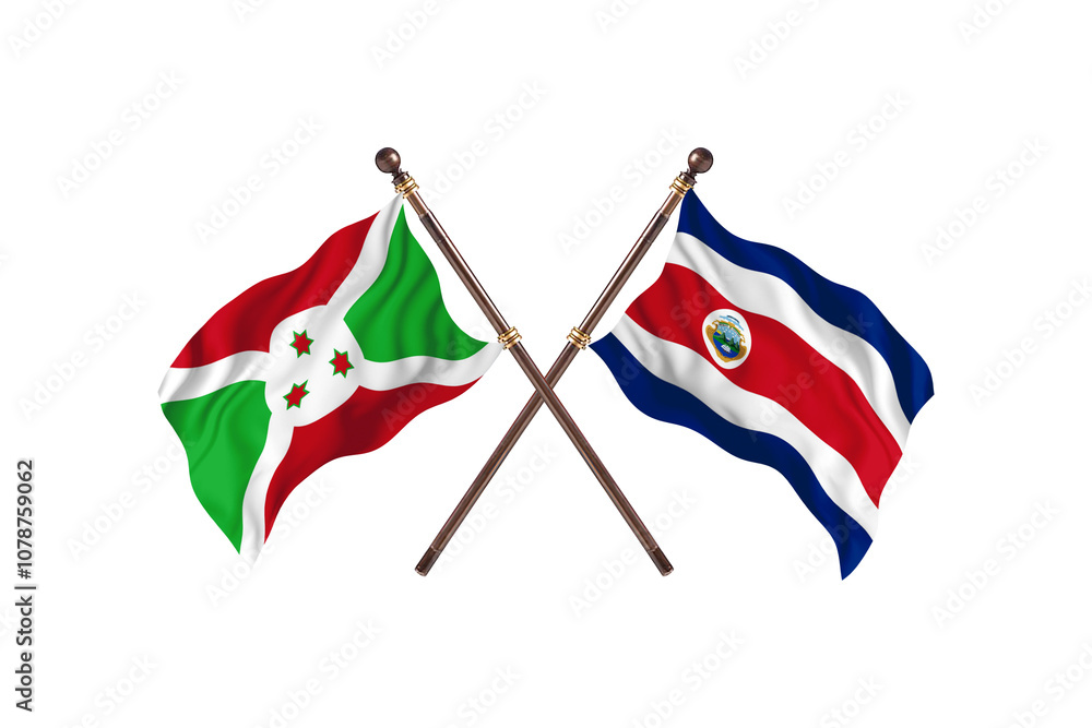 Burundi Versus Costa Rica Two countries Flags background Burundi Versus Costa Rica Two countries Flags background