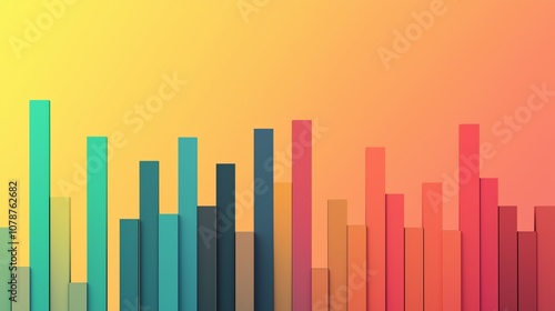 Colorful Abstract Bar Graph Visualization with Gradient Background Illustrating Data Trends and Analysis for Business Success and Financial Insights