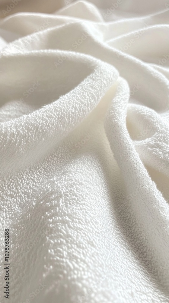 Luxurious white fabric with soft folds and delicate texture, creating an elegant and serene atmosphere. Close-up view highlights the material's fine details. Luxurious white fabric with soft folds and delicate texture, creating an elegant and serene atmosphere. Close-up view highlights the material's fine details.
