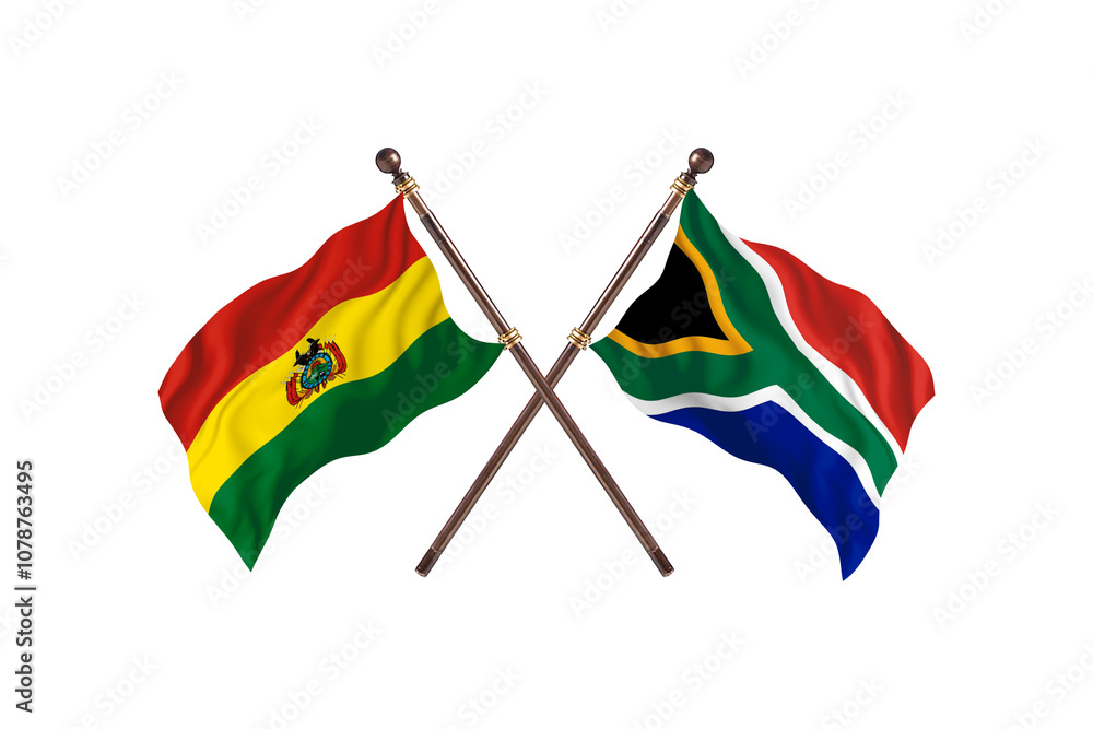 Naklejka premium Bolivia Versus South Africa Two countries Flags background
