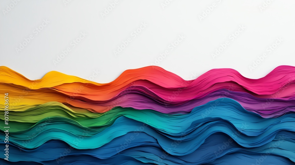 Obraz premium Abstract colorful wavy pattern on white background. Modern digital art. Perfect for backgrounds, banners, and website designs.