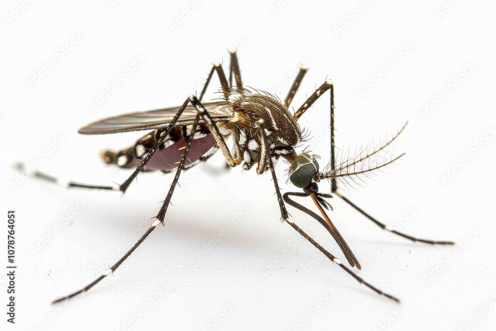 Close-up of Aedes Mosquito on White Background Close-up of Aedes Mosquito on White Background