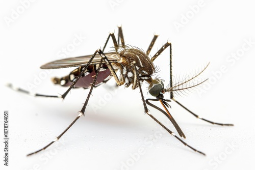 Close-up of Aedes Mosquito on White Background