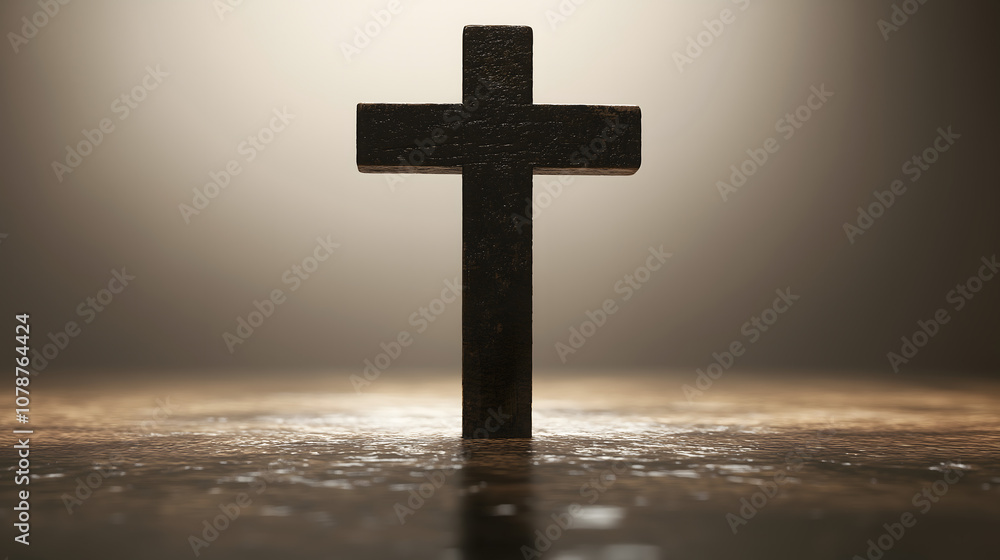 Symbol of faith a cross illuminated in soft light Symbol of faith a cross illuminated in soft light