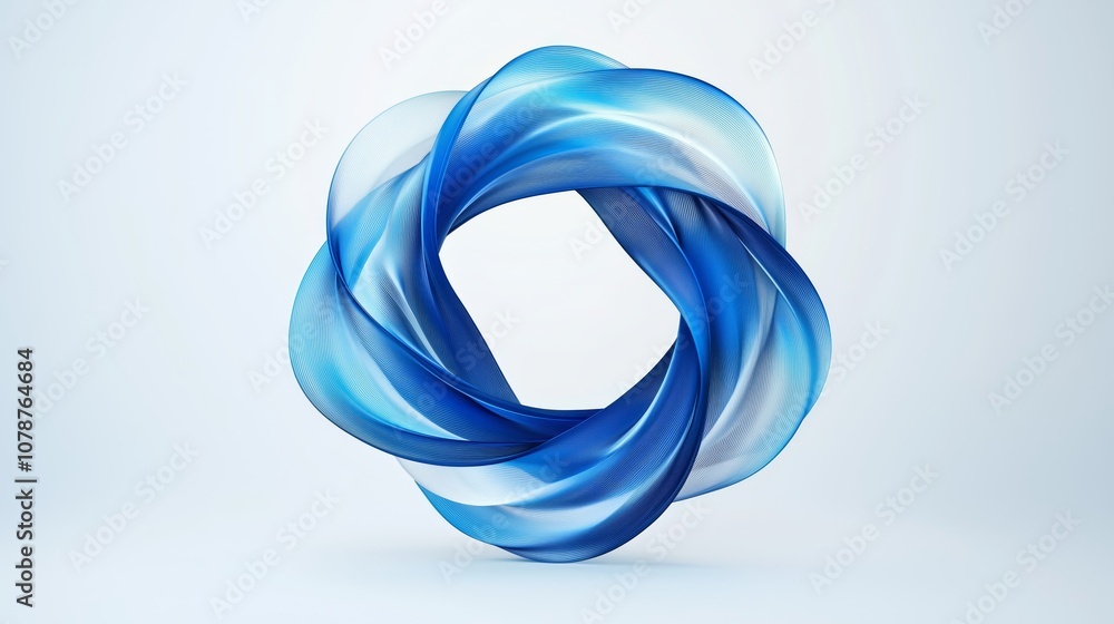 Vibrant Abstract Wave Pattern in Blue and White Tones, Symmetrical Design Creating a Circular Shape on a Soft Background for Modern Art and Design Applications Vibrant Abstract Wave Pattern in Blue and White Tones, Symmetrical Design Creating a Circular Shape on a Soft Background for Modern Art and Design Applications