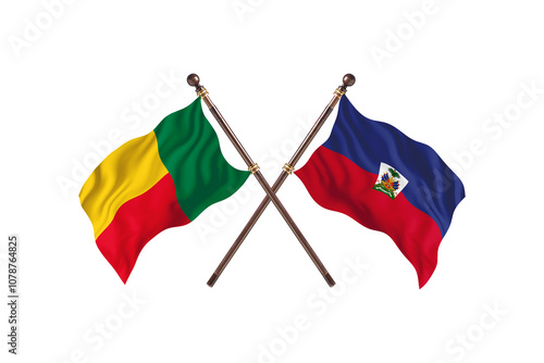 Φωτογραφία Benin Versus Haiti  Two countries Flags background