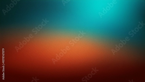 Abstract background, Dark terra cotta and Dark turquoise gradient background with light leak and grainy texture.