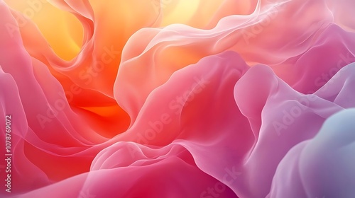 Abstract Background with Wavy Pink and Orange Fabric Illustration