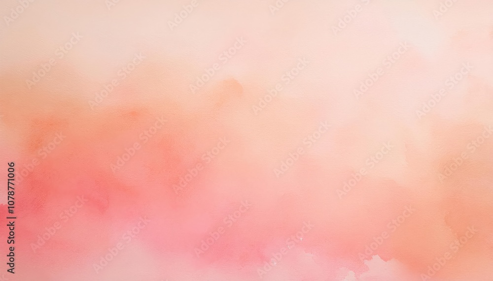 Obraz premium Soft Blush and Peach Watercolor Gradient Background with Gentle Abstract Flowing Shapes. Ideal for Romantic Web Design, Minimalist Art Prints, Calming Digital Wallpaper or Elegant Social Media Banner
