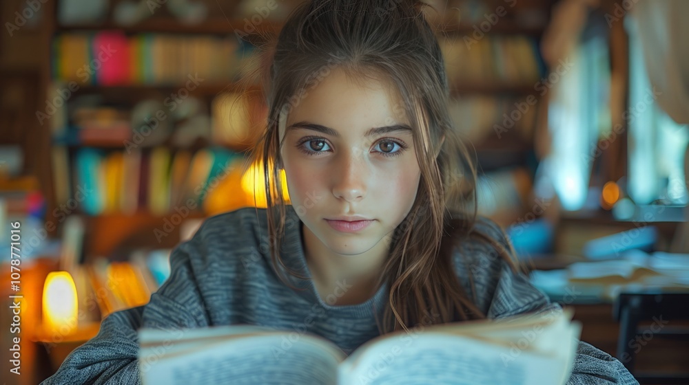 Teenage girl studying at her desk, surrounded by textbooks and notes, with a focused expression. The organized, studious environment reflects her dedication to academics. Teenage girl studying at her desk, surrounded by textbooks and notes, with a focused expression. The organized, studious environment reflects her dedication to academics.