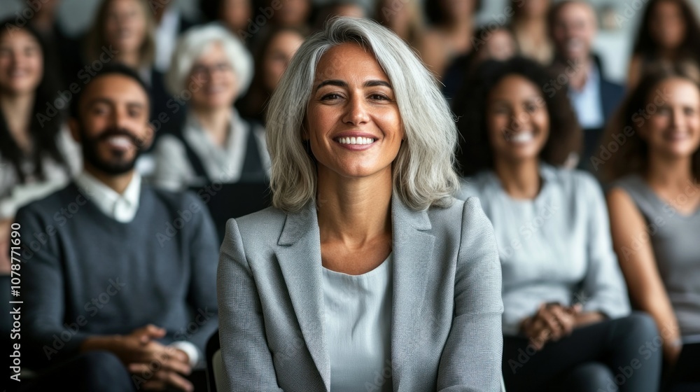 Smiling Businesswoman in a Conference Smiling Businesswoman in a Conference