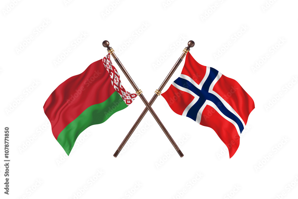 Belarus Versus Norway  Two countries Flags background