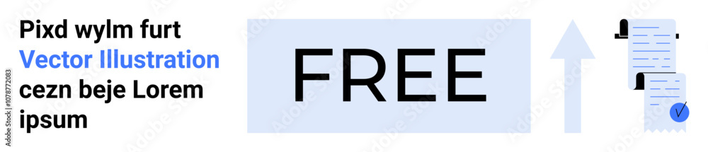 Large FREE text, upward arrow, and document with checkmark. Ideal for advertising, promotions, signups, calls-to-action, offers, marketing campaigns, business websites, and app features. Landing page Large FREE text, upward arrow, and document with checkmark. Ideal for advertising, promotions, signups, calls-to-action, offers, marketing campaigns, business websites, and app features. Landing page
