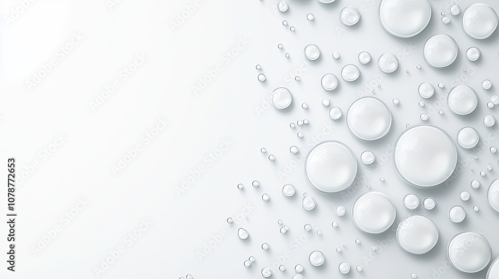 Close-up View of Droplets of Milk on a White Background Captured in Natural Light Close-up View of Droplets of Milk on a White Background Captured in Natural Light