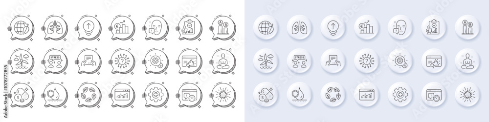 Receive file, Environment day and Face attention line icons. White pin 3d buttons, chat bubbles icons. Pack of Yoga, Lungs, Waterproof icon. Medicine, Organic tested, Question mark pictogram. Vector Receive file, Environment day and Face attention line icons. White pin 3d buttons, chat bubbles icons. Pack of Yoga, Lungs, Waterproof icon. Medicine, Organic tested, Question mark pictogram. Vector