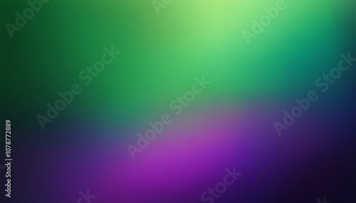 Abstract background, Deep jungle green and Deep lilac gradient background with light leak and grainy texture.