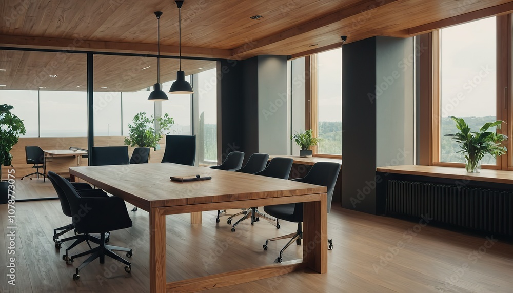modern open office space, large windows, city skyline view, wooden floors, white walls, exposed ceiling, ergonomic office chairs, sleek desks, minimalist design, natural light, spacious interior, 509 modern open office space, large windows, city skyline view, wooden floors, white walls, exposed ceiling, ergonomic office chairs, sleek desks, minimalist design, natural light, spacious interior, 509