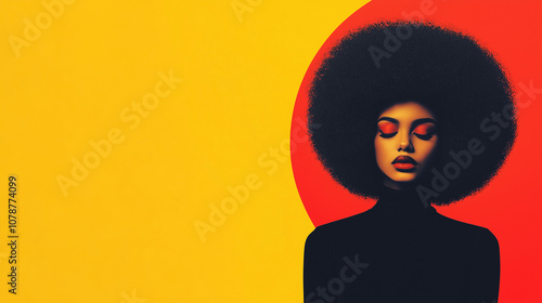 70's style Pop Art Cartoons Photo Effect Woman Portrait with copy space.