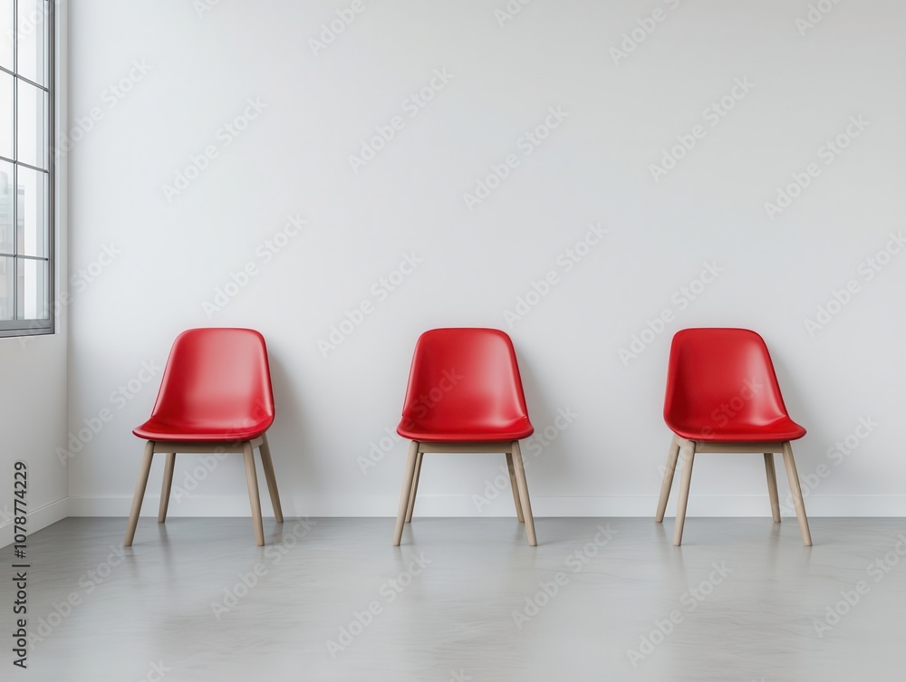 Obraz premium Office designed with minimalism in mind, featuring open spaces, natural light, and simple, modern furniture for management