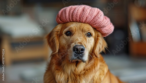 Cute dog Golden retriever Chef with costume ready to cooking for dinner isolated on clear png 