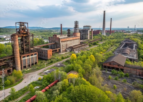 Isometric Urban Exploration of Old Economy Industry - Capturing the Essence of Decay and Innovation in a 16:9 Format for Dynamic Visual Storytelling