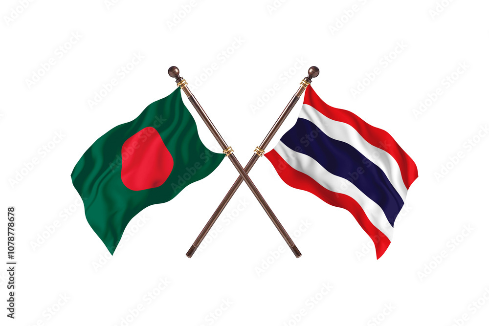 Bangladesh Versus Thailand Two countries Flags background Bangladesh Versus Thailand Two countries Flags background