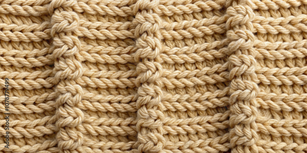Beige Knitted Fabric Texture Close-Up Beige Knitted Fabric Texture Close-Up