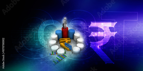 Wallpaper Mural 3d rendering Stock market online business concept. business Graph with indian rupee sign near business man
 Torontodigital.ca