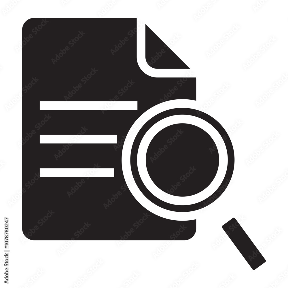 Document with magnifying glass icon. Document with magnifying glass icon.