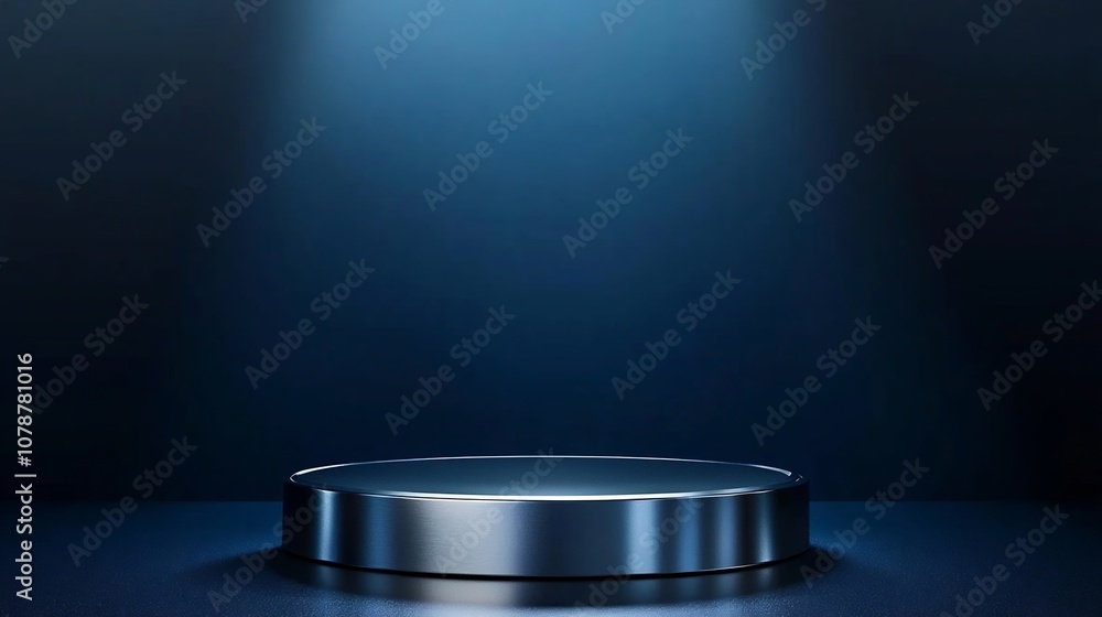 Metallic Podium in Luxurious Navy Blue Backdrop for Product Display and Presentation Metallic Podium in Luxurious Navy Blue Backdrop for Product Display and Presentation