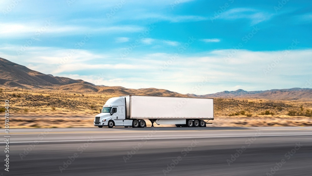 Obraz premium Semi-Truck Driving Through a Desert Landscape